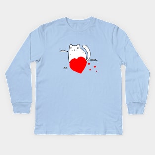 Rasabi Cat - Heart Ride Kids Long Sleeve T-Shirt